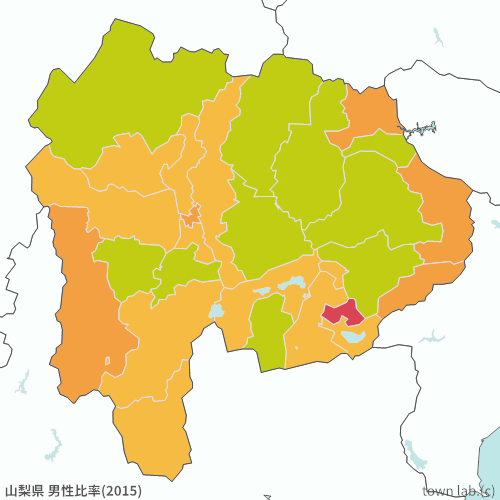 山梨県 男性比率