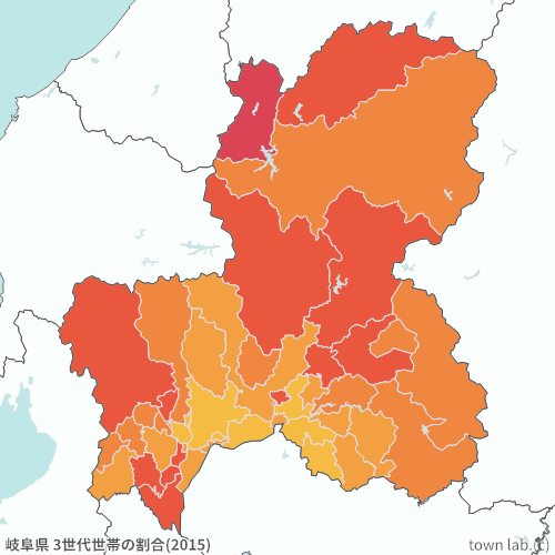 岐阜県 3世代世帯の割合