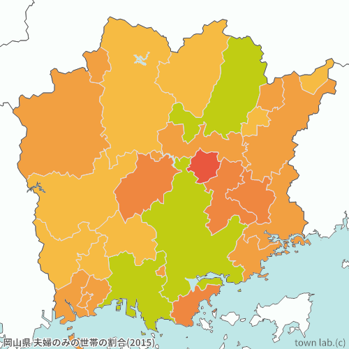 岡山県 夫婦のみの世帯の割合