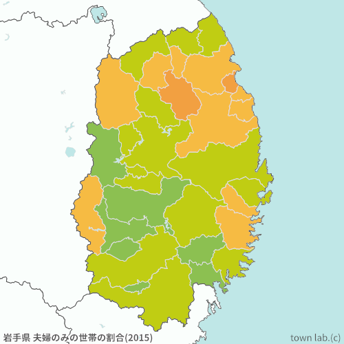 岩手県 夫婦のみの世帯の割合