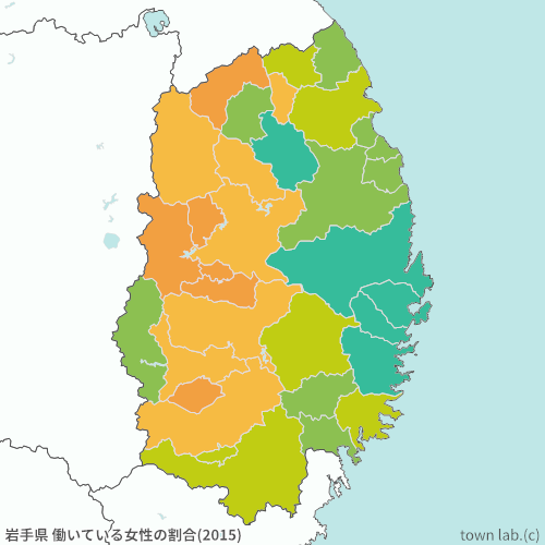 岩手県 女性の働いている人の割合