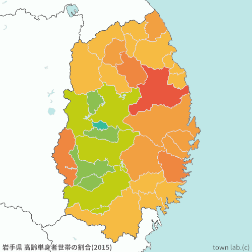 岩手県 高齢単身者世帯の割合