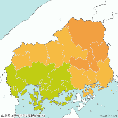 広島県 3世代世帯の割合