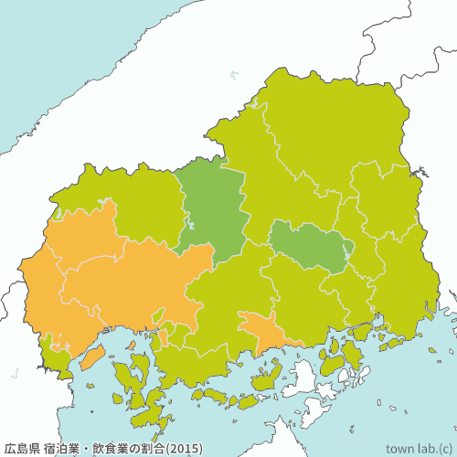 広島県 宿泊業・飲食業の割合