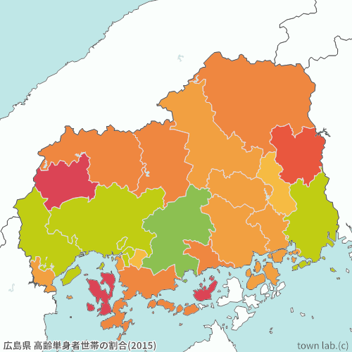 広島県 高齢単身者世帯の割合