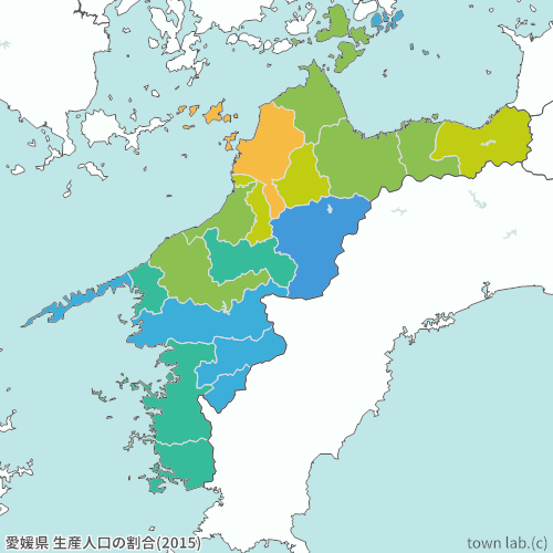 愛媛県 生産人口の割合
