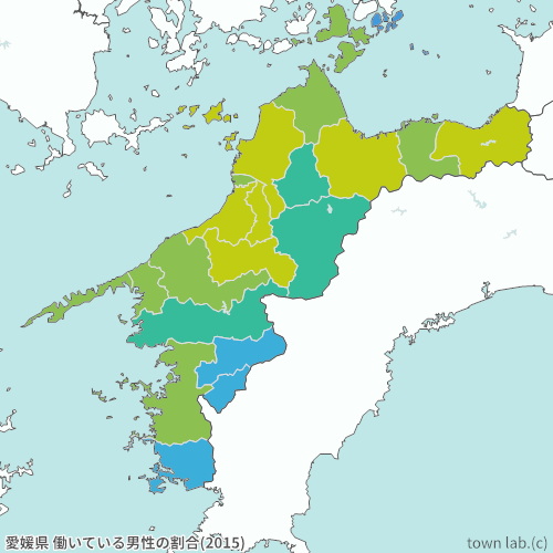 愛媛県 男性の働いている人の割合