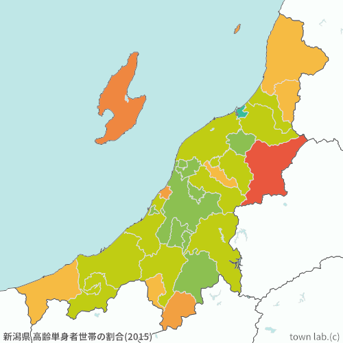 新潟県 高齢単身者世帯の割合