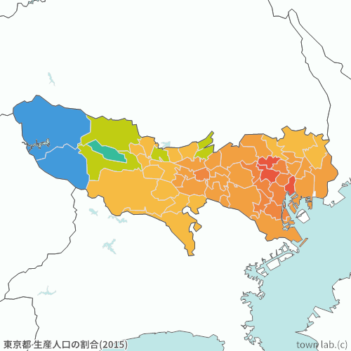 東京都 生産人口の割合