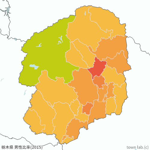 栃木県 男性比率