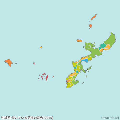 沖縄県 男性の働いている人の割合