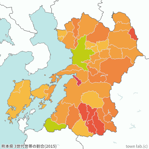熊本県 3世代世帯の割合