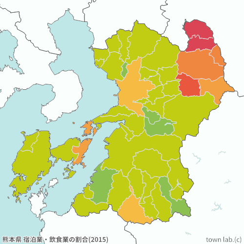 熊本県 宿泊業・飲食業の割合