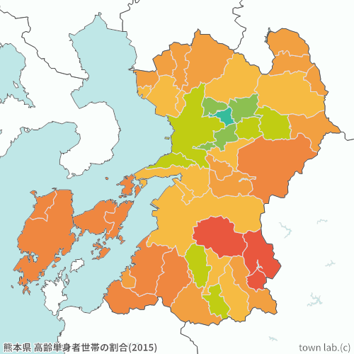 熊本県 高齢単身者世帯の割合