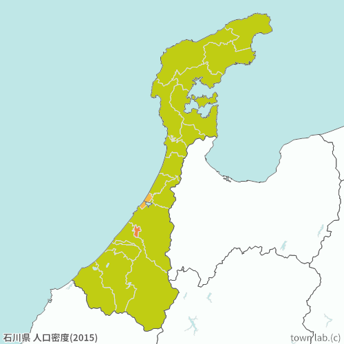 石川県 人口密度