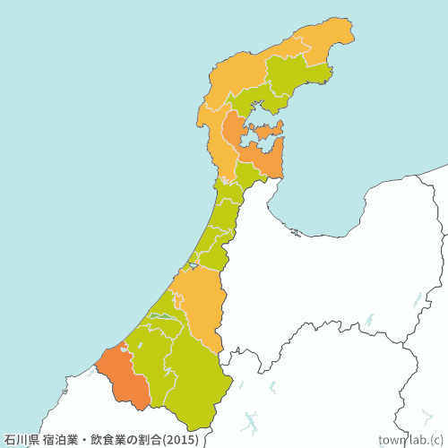 石川県 宿泊業・飲食業の割合