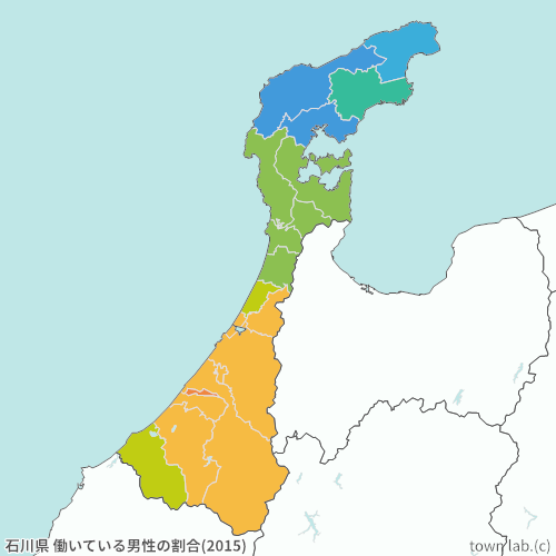 石川県 男性の働いている人の割合