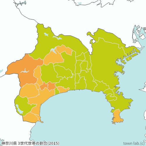 神奈川県 3世代世帯の割合