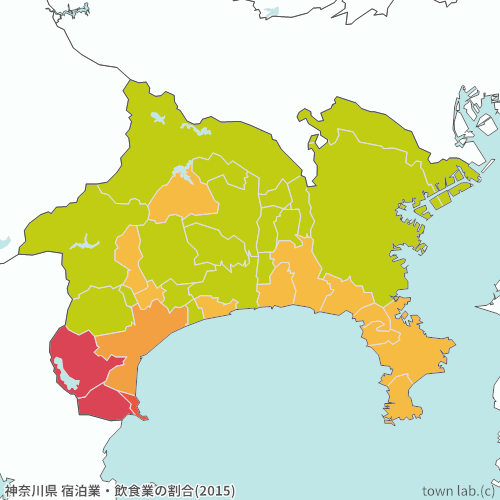 神奈川県 宿泊業・飲食業の割合