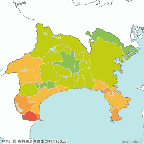 神奈川県 高齢単身者世帯の割合