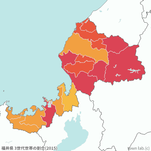 福井県 3世代世帯の割合