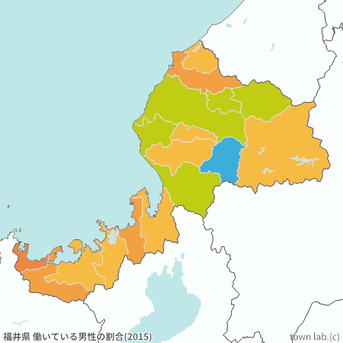 福井県 男性の働いている人の割合