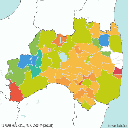 福島県 働いている人の割合