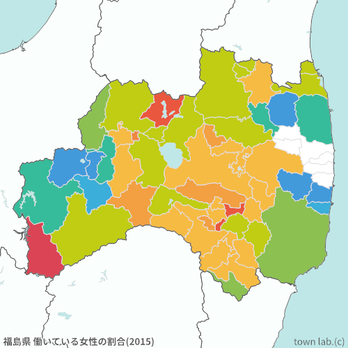 福島県 女性の働いている人の割合