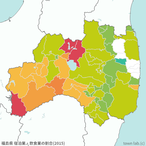 福島県 宿泊業・飲食業の割合