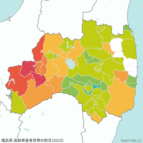 福島県 高齢単身者世帯の割合