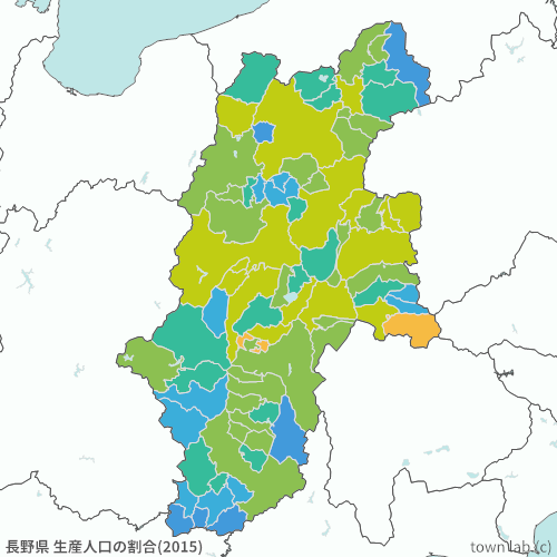 長野県 生産人口の割合
