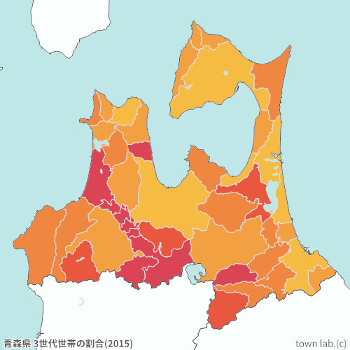 青森県 3世代世帯の割合