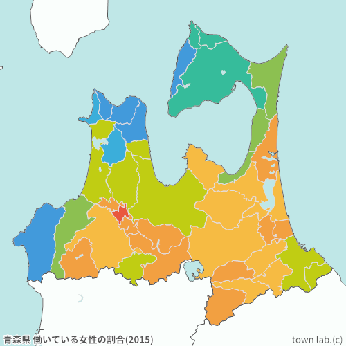 青森県 女性の働いている人の割合