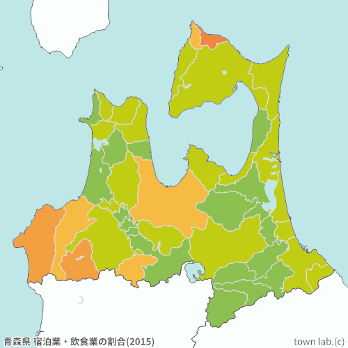 青森県 宿泊業・飲食業の割合
