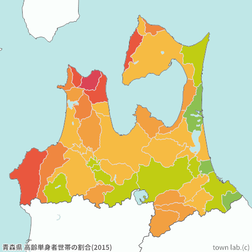 青森県 高齢単身者世帯の割合