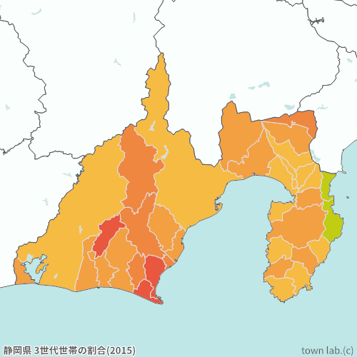 静岡県 3世代世帯の割合