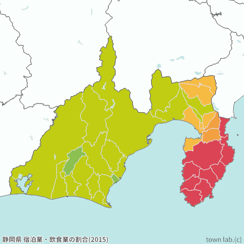 静岡県 宿泊業・飲食業の割合