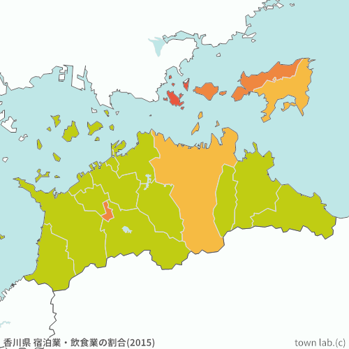 香川県 宿泊業・飲食業の割合