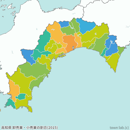 高知県 卸売業・小売業の割合