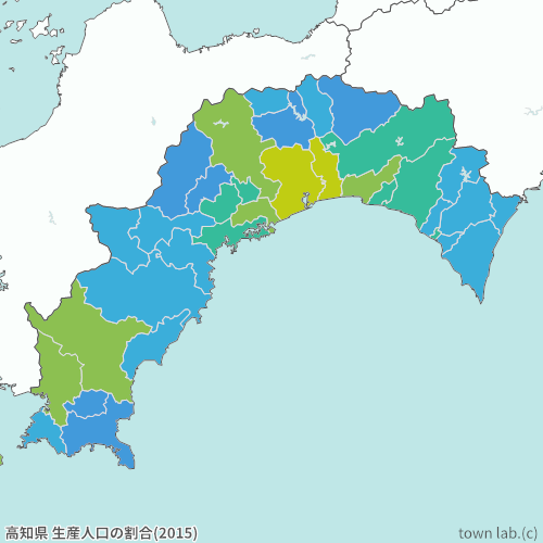 高知県 生産人口の割合