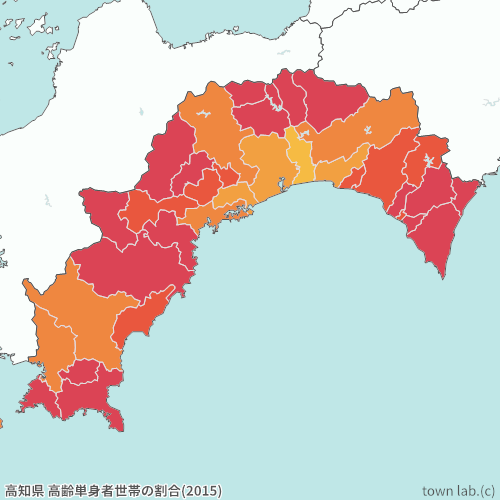 高知県 高齢単身者世帯の割合