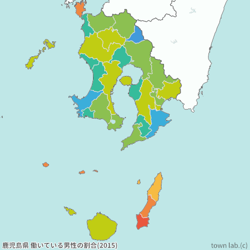 鹿児島県 男性の働いている人の割合