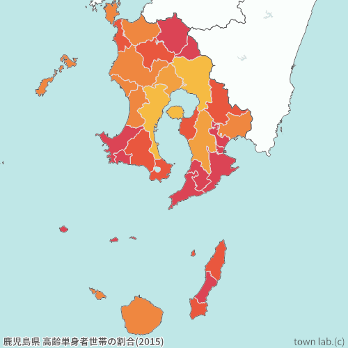 鹿児島県 高齢単身者世帯の割合